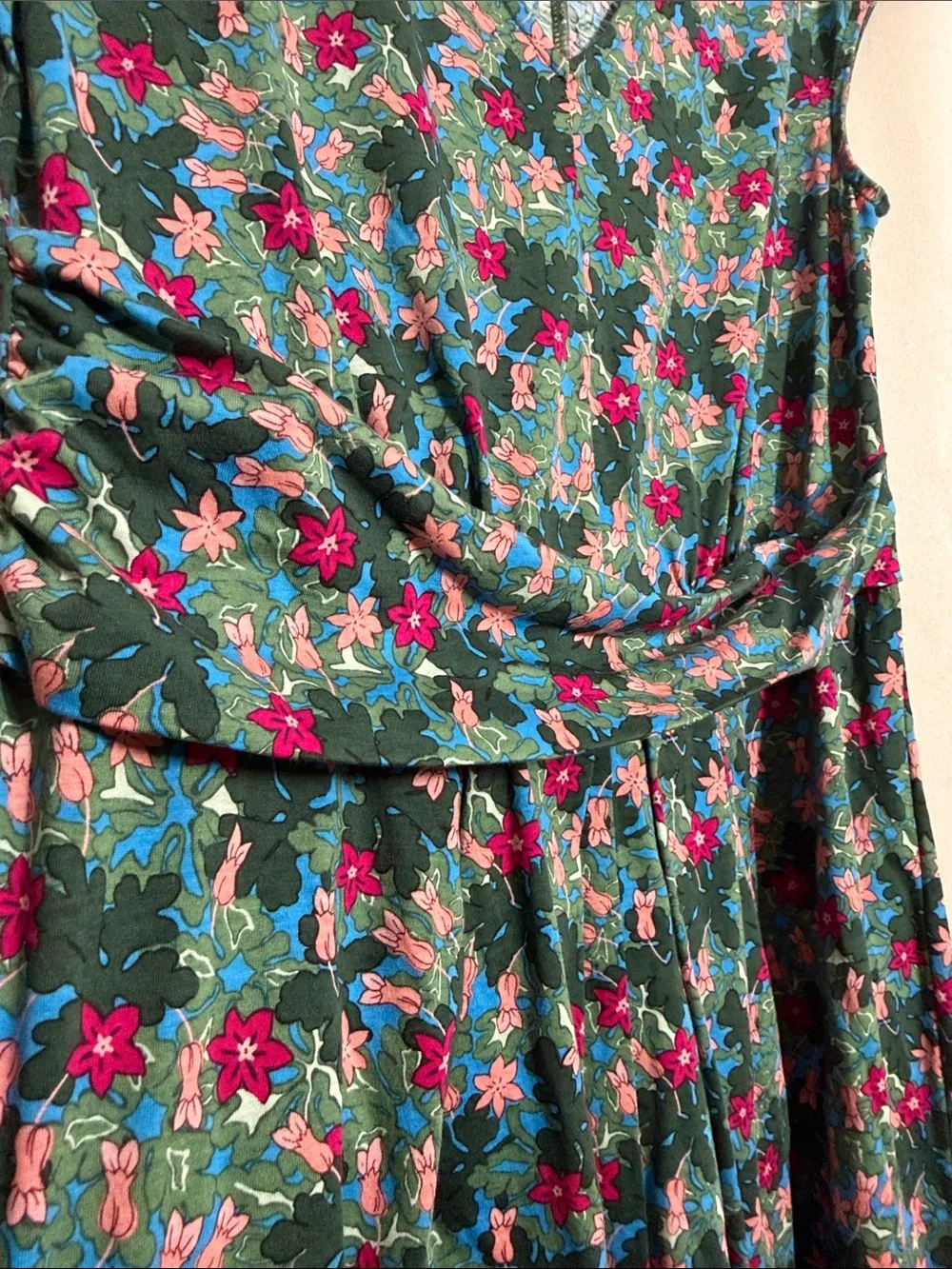 Weekend Max Mara Vicino Mini Dress Green Pink Floral Print Dress Size Small - Picture 6 of 7